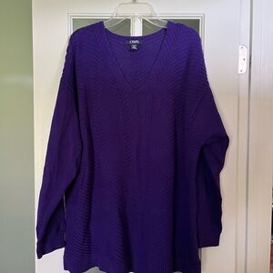 Chaps Women's V-Neck Sweater in Rich Purple